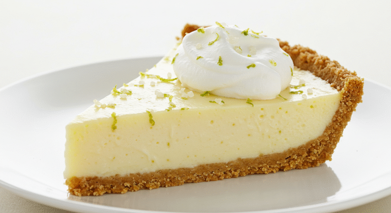 slice of no bake key lime pie