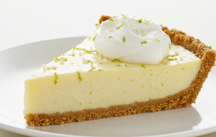 slice of no bake key lime pie
