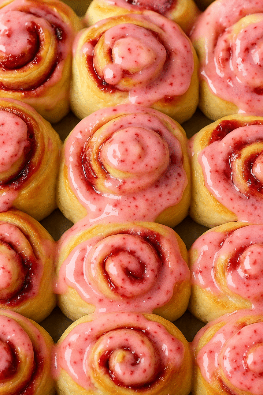 strawberry cinnamon roll Pan of strawberry cinnamon roll