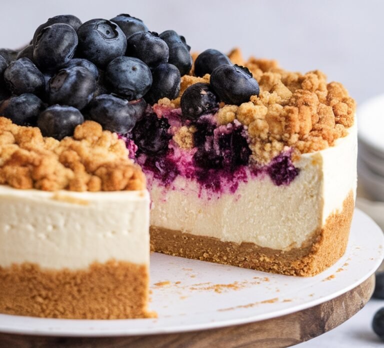 Blueberry Crumble Cheesecake: Swirly & Seriously Irresistible!