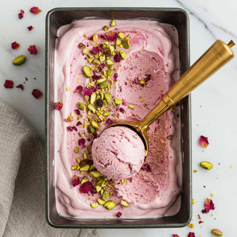 Dreamy Rose & Pistachio No-Churn Ice Cream with Vanilla!