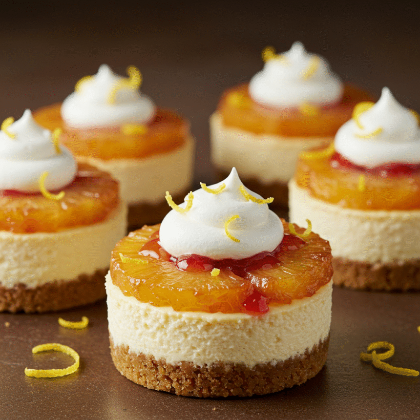 Tropical Bites: Easy Mini Pineapple Upside Down Cheesecakes!